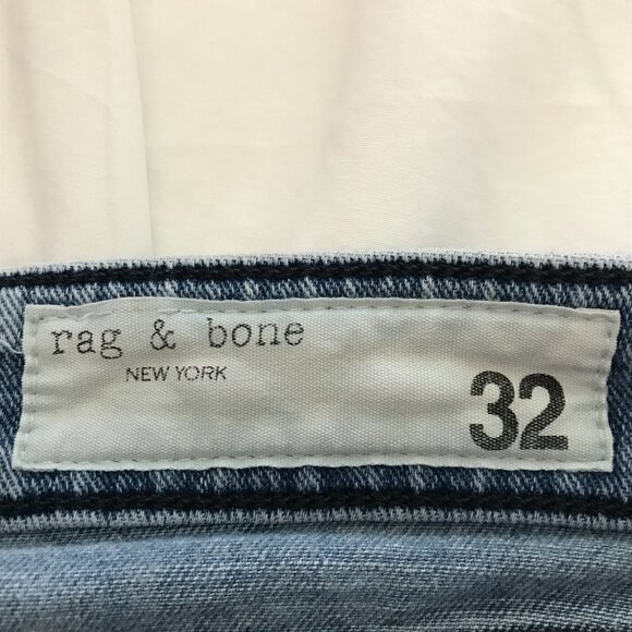 Rag Bone Dre Low Rise Slim Boyfriend Jeans Women 32 Blue Distressed Raw Hem - Picture 3 of 12
